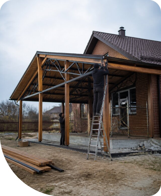 Пристройка навеса к дому и участку в Богородицке под ключ